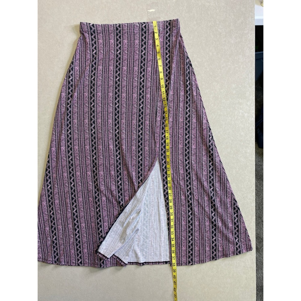 Westport 1962 Pink Black Geometric Tribal Print Maxi Skirt with Slit Size M